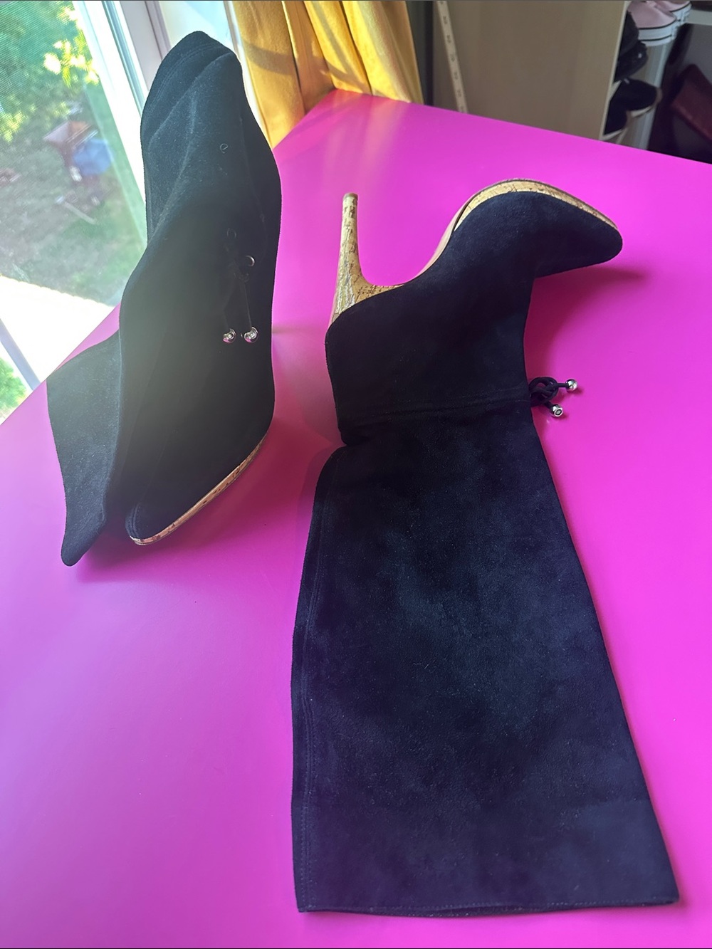 Casadei Black Suede Over-the-Knee Stiletto Boots